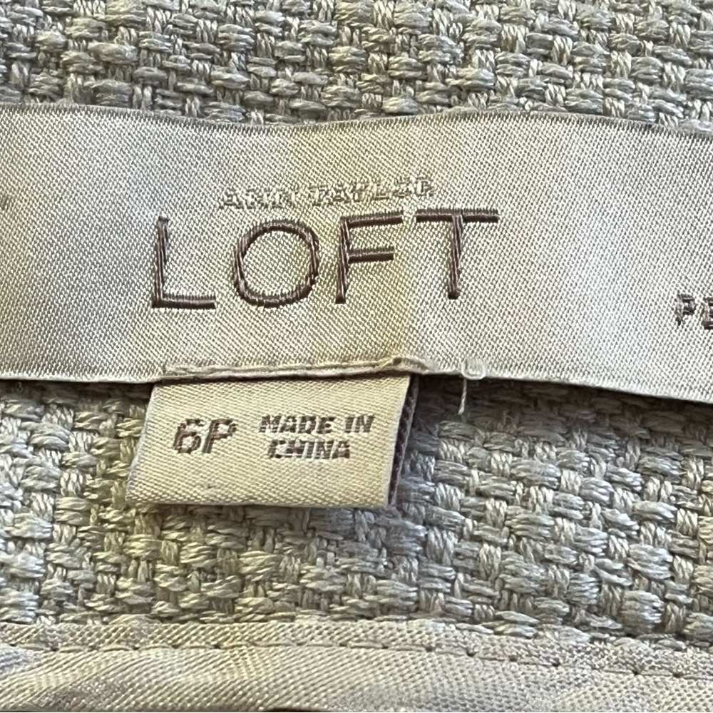 Ann Taylor LOFT Linen Blend Skirt Petite Size 6P Navy Oatmeal - Picture 6 of 9